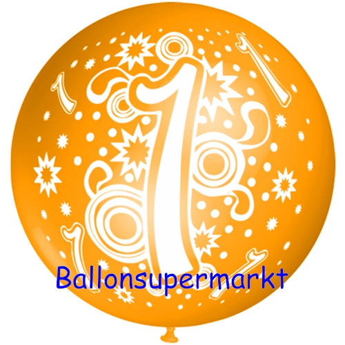 Zahl-1-Luftballon-Riesenballon-orange-Dekoration-zum-1.-Geburtstag