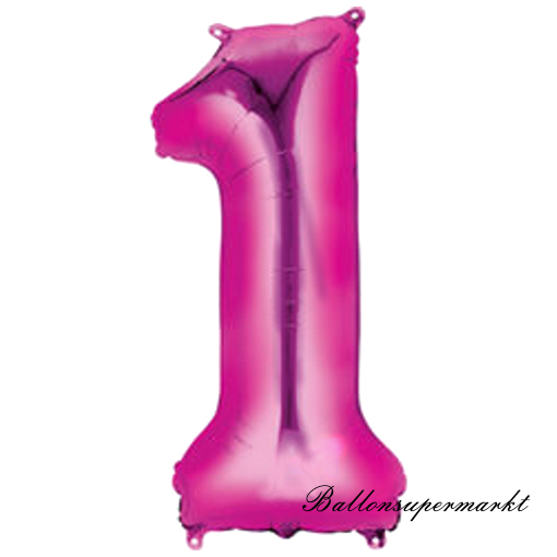 Folienballon-Zahl-1-Pink-Luftballon-Geschenk-Geburtstag-Jubilaeum-Firmenveranstaltung