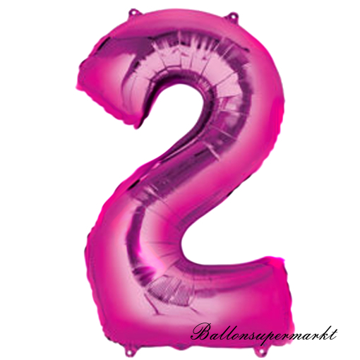 Folienballon-Zahl-2-Pink-Luftballon-Geschenk-Geburtstag-Jubilaeum-Firmenveranstaltung
