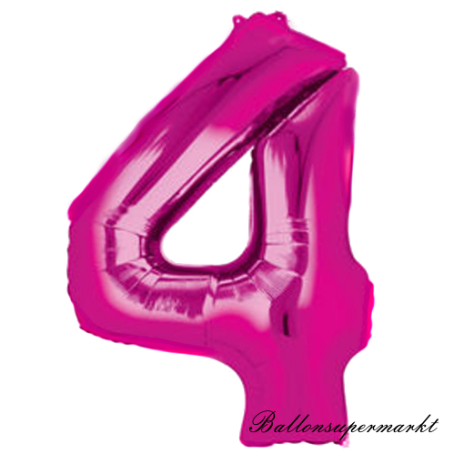 Folienballon-Zahl-4-Pink-Luftballon-Geschenk-Geburtstag-Jubilaeum-Firmenveranstaltung