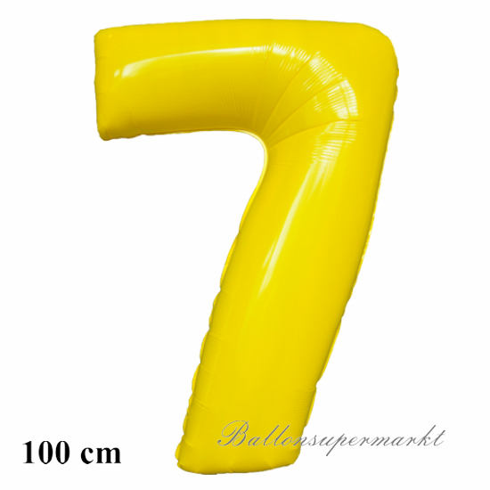 Zahlendekoration, Zahl 7, gelb, großer Folienballon, 1 Meter
