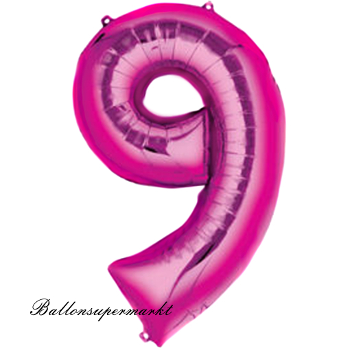 Folienballon-Zahl-9-Pink-Luftballon-Geschenk-Geburtstag-Jubilaeum-Firmenveranstaltung