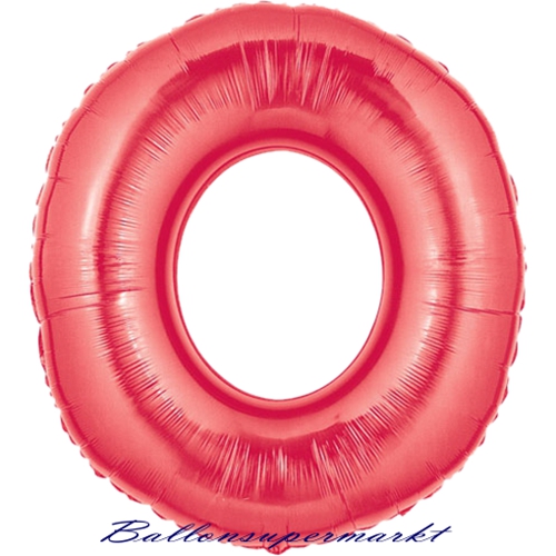 Luftballon aus Folie, Zahl 0, Null, Farbe Rot