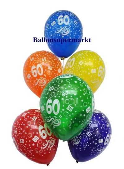 Zahlenluftballons mit Helium, Zahl 60