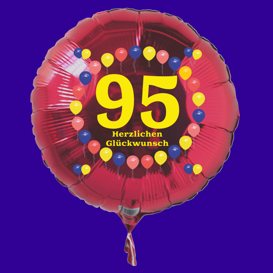 Luftballon zum 95. Geburtstag, Balloons, Rundballon mit Ballongas Helium