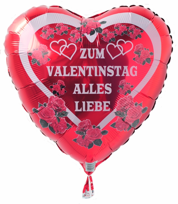 Zum Valentinstag Alles Liebe roter Herz-Luftballon mit Ballongas Helium, Ballongrüße! Sag es mit Ballons!