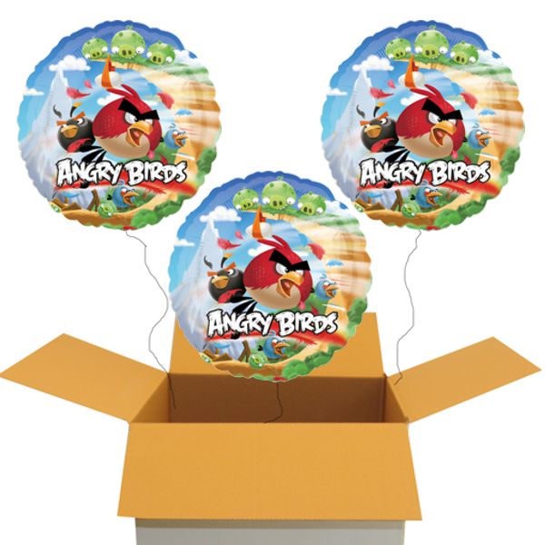 3 Angry Birds Luftballons aus Folie mit Helium