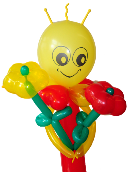 Ballondekoration mit einem Marsi-Figuren-Luftballon