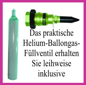 Ballongasflasche 50 Liter inklusive Helium-Füllventil