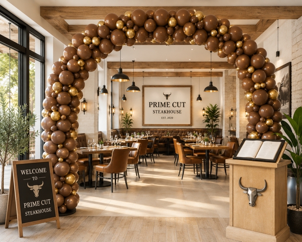 Ballongirlande Choco Gold im Steakhouse