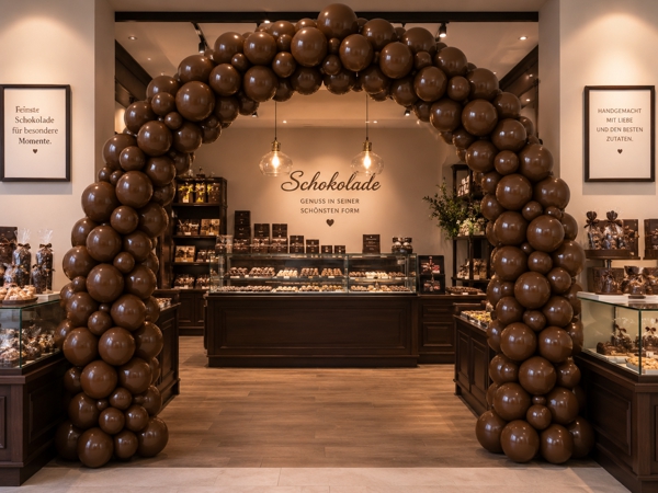 Girlande aus Luftballons Chocolate im Schokoladenshop