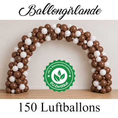 Ballongirlande Chocolate White aus kakaobraunen und weißen Luftballons Ballongirlande Chocolate White aus kakaobraunen und weißen Luftballons