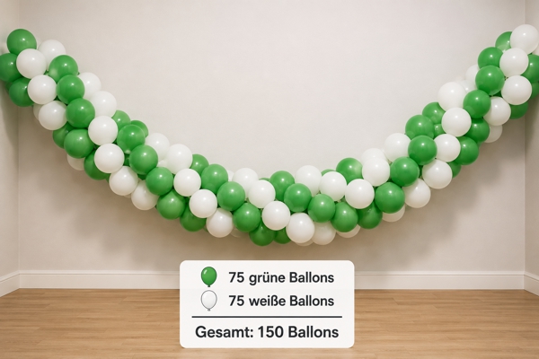 Ballongirlande Grün Weiß aus 150 Luftballons Ballongirlande Grün Weiß aus 150 Luftballons