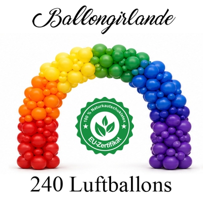 Ballongirlande Regenbogen mit 240 Luftballons Ballongirlande Regenbogen mit 240 Luftballons