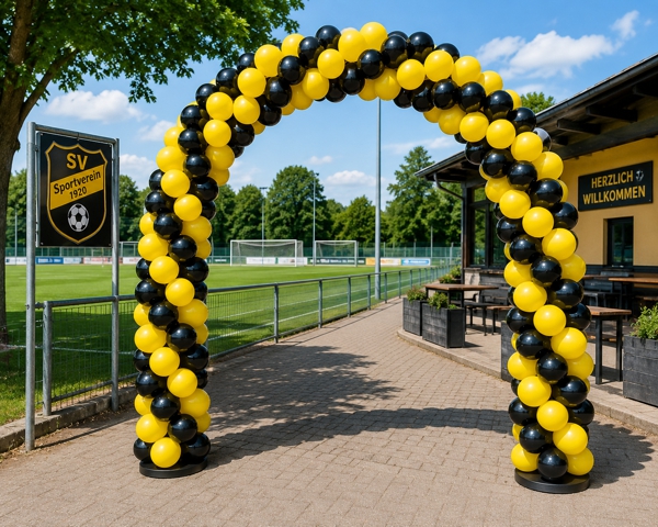 Ballongirlande schwarz-gelb am Fu&szlig;ballplatz