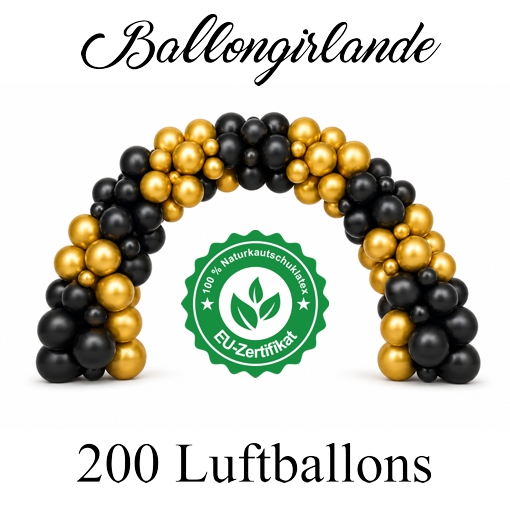 Ballongirlande Schwarz Gold