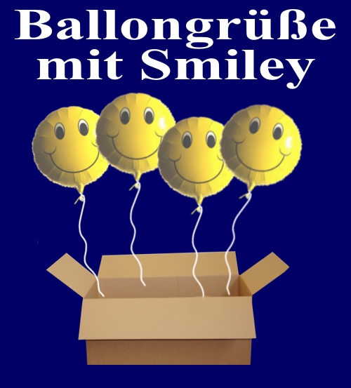 Ballongrüße mit 5 Smiley Luftballons inklusive Helium-Ballongas