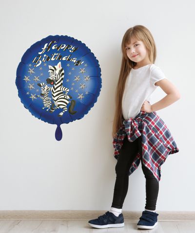 Geschenk zum Kindergeburtstag: Happy Birthday Zebra, Luftballon aus Folie mit Helium
