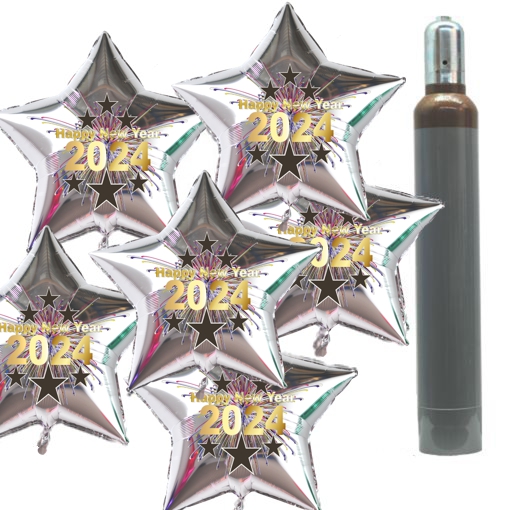 Silvesterdeko Sternballons-2024-Silber-Dekoration-Silvester