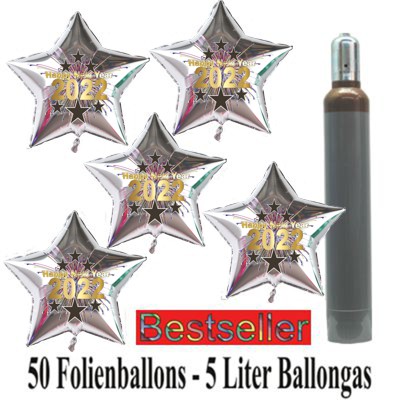 Silvesterdeko Sternballons-2022-Silber-Dekoration-Silvester