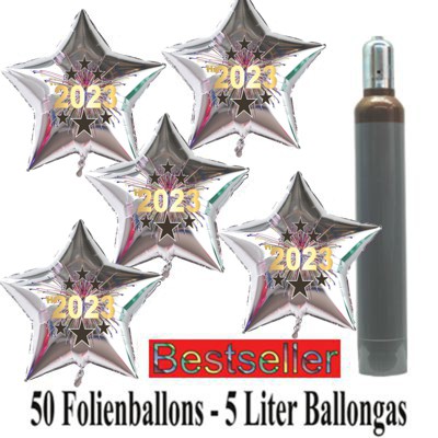 Silvesterdeko Sternballons-2023-Silber-Dekoration-Silvester