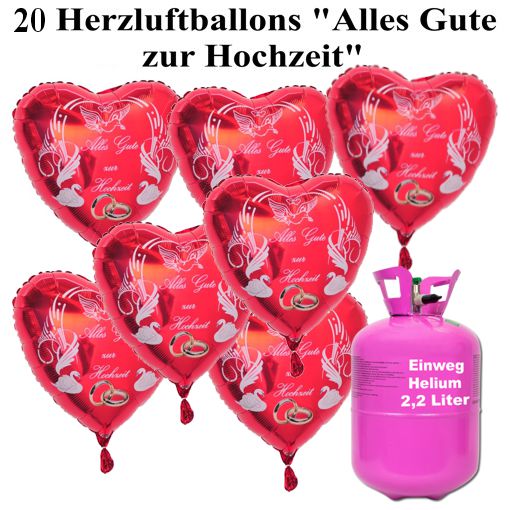 Herzluftballon-Hochzeit-Alles-Gute-Rot-aus-Folie 20 Stüxk mit Helium Einweg Herzluftballon-Hochzeit-Alles-Gute-Rot-aus-Folie 20 Stüxk mit Helium Einweg