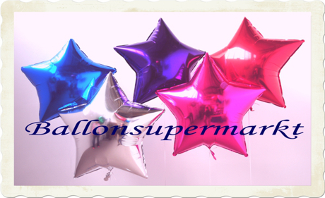 Ballons Helium Set, 100 Sternballons aus Folie, Komplett-Set mit Helium Ballongas