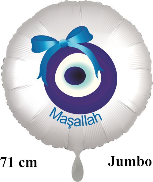 Grosser-masallah-kucuk-ufaklik-rund-Luftballon-71-cm-satin-weiss-mit-Helium