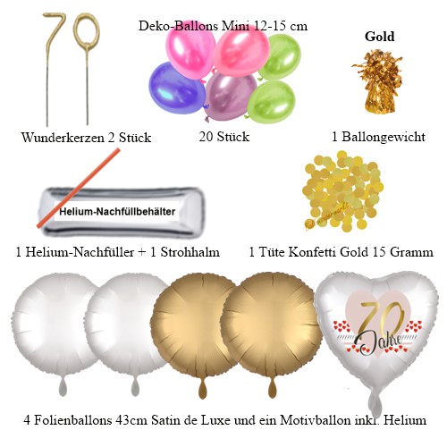 Bestandteile Heliumballon-Bouquet zum 70. Geburtstag