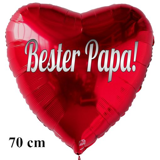 Bester Papa! Großer Herzlufzballon aus Folie ohne Helium