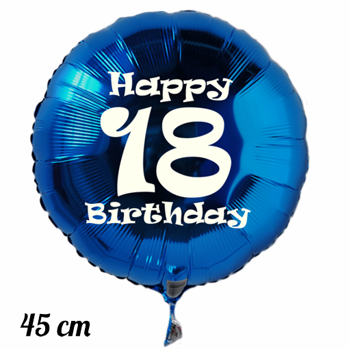 Luftballon aus Folie zum 18. Geburtstag, blau, rund