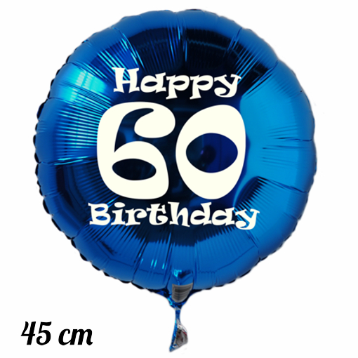 Luftballon aus Folie zum 60. Geburtstag, blau, rund