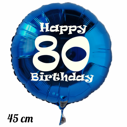 Luftballon aus Folie zum 80. Geburtstag, blau, rund