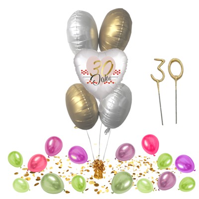 Bouquet aus Heliumballons und Geburtstagsdeko zum 30. Geburtstag