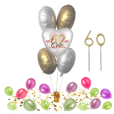 Bouquet aus Heliumballons und Geburtstagsdeko zum 60. Geburtstag