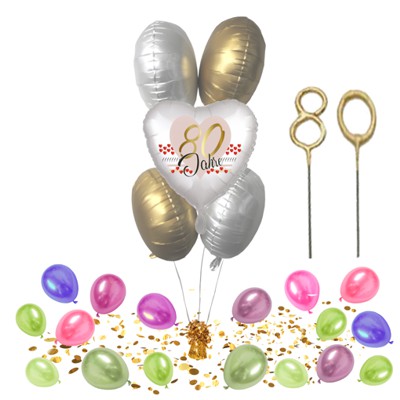 Bouquet aus Heliumballons und Geburtstagsdeko zum 80. Geburtstag