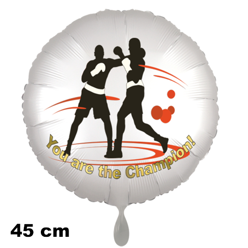 Boxen. Sport, You are the Champion! Rundluftballon satinweiss, 45 cm, inklusive Helium