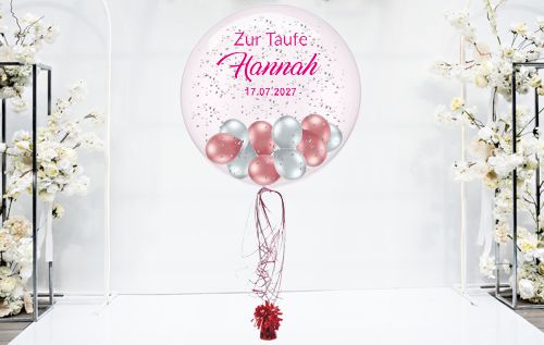 Bubble Luftballon zur Taufe mit Namen und Datum des Mädchens Bubble Luftballon zur Taufe mit Namen und Datum des Mädchens