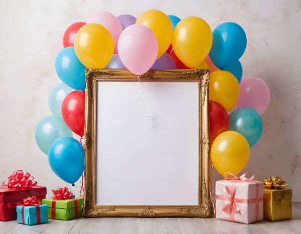 bunt gemischte Pastell-Luftballons dekoriert