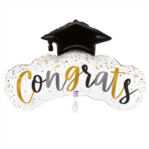 Congrats-Folienballon-Doktorhut-rund-Luftballon-zum-Schulabschluss-Abitur-Diplom-Bachelor-Master-Geschenk