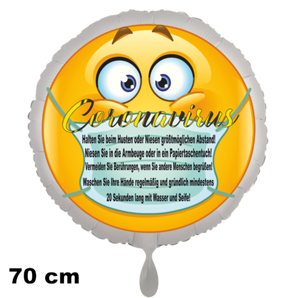 Coronavirus Luftballon mit Schutzmaßnahmen, 70 cm, ohne Helium