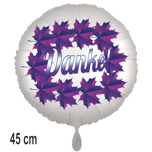 Danke. Rundluftballon leaves, 45 cm, inklusive Helium