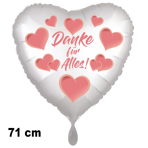 Danke für Alles. Herzluftballon satinweiss, Hearts, 71 cm, inklusive Helium