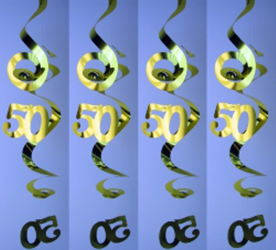Dekoration zum 50. Jahrestag, Golden Hochzeit, Goldener Deko-Swirl, Zahl 50