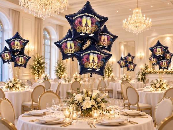 Dekoration-Silvester-2027-Sternballons-Champagner-und-Feuerwerk