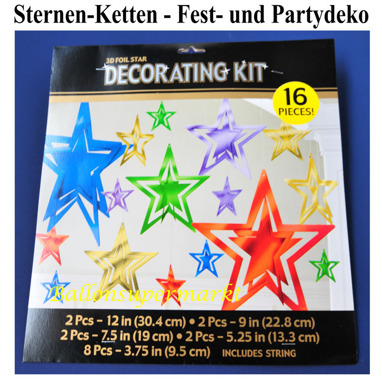 Sternenketten, metallisch-glänzend, Festdekoration, Partydekoration