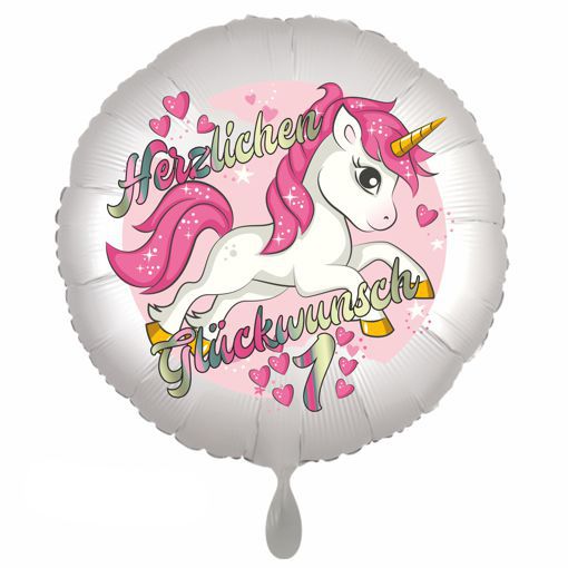 Einhorn Luftballon zum 1. Geburtstag mit Helium