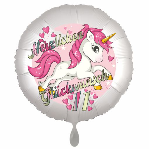 Einhorn Luftballon zum 11. Geburtstag mit Helium
