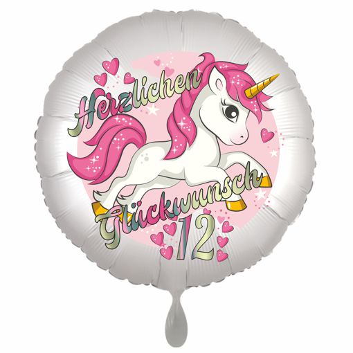Einhorn Luftballon zum 12. Geburtstag mit Helium