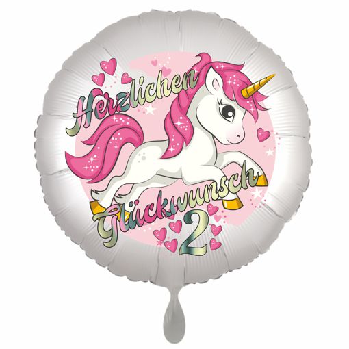 Einhorn Luftballon zum 2. Geburtstag ohne Helium